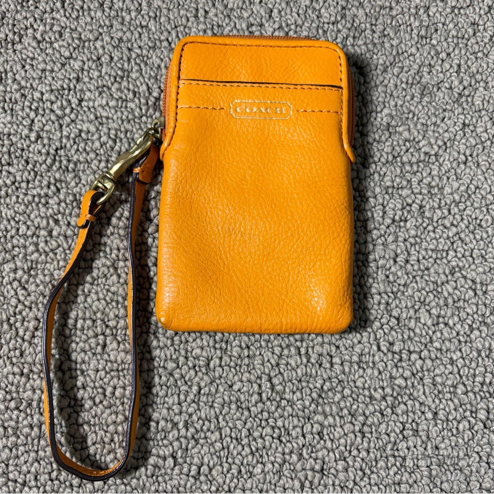 Coach Vibrant Mustard Leather Phone Case